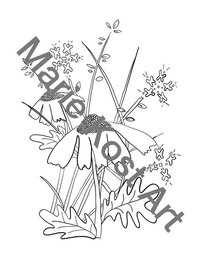 Flowers Coloring Book Page